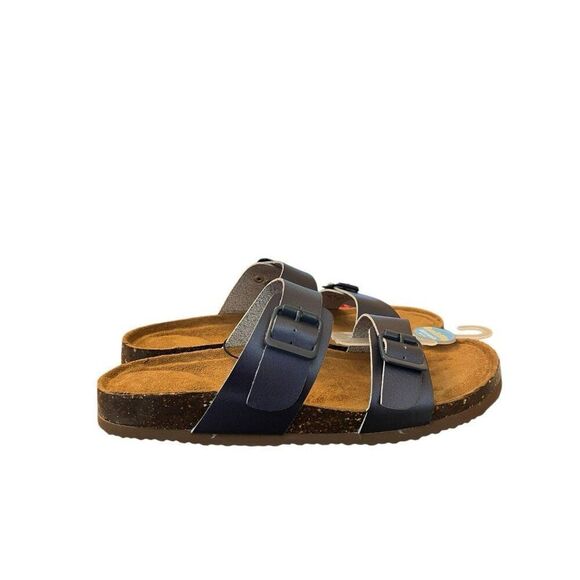 Ladies Size 9 -10 Navy Blue Sandals Adjustable Buckle Straps Open Toe New - Picture 3 of 4